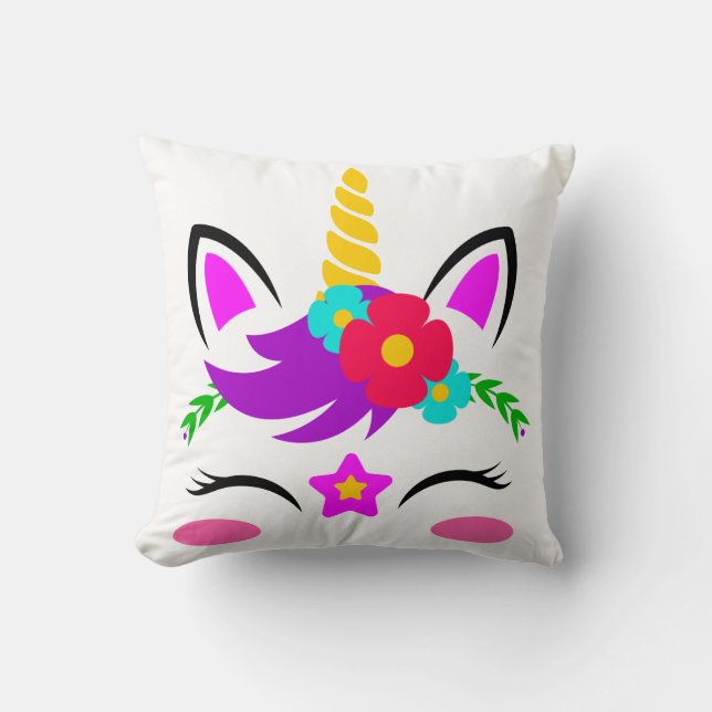 Personalised Unicorn Face with Pony Cushion (Front)