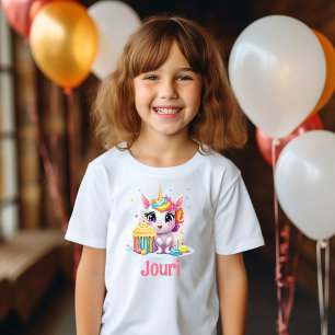 Personalised Unicorn Girl Birthday Party T-Shirt
