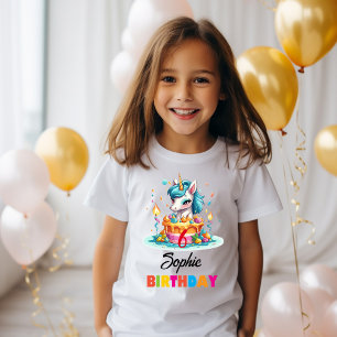 Personalised Unicorn Girl Birthday Party T-Shirt
