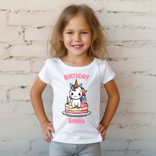 Personalised Unicorn Girl Birthday Party  T-Shirt