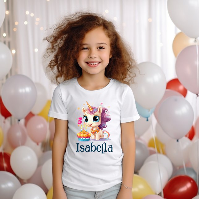 Personalised Unicorn Girl Birthday Party T-Shirt (Creator Uploaded)