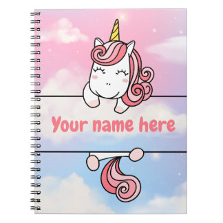 Personalised Unicorn Girlie Clouds Notebook