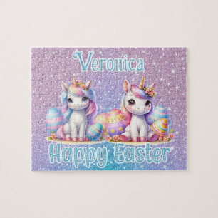 Personalised Unicorn Happy Easter Jigsaw Puzzle