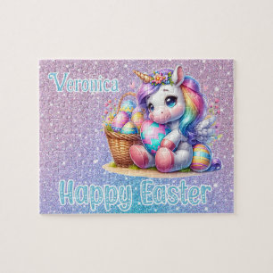Personalised Unicorn Happy Easter Jigsaw Puzzle
