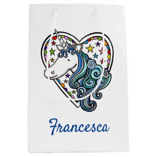 Personalised Unicorn Heart Medium Gift Bag