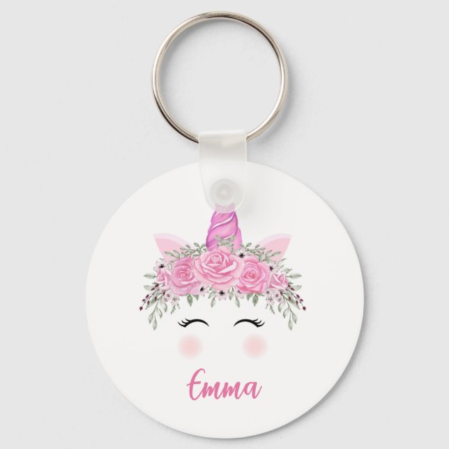 Personalised Unicorn Keychain With Pink Name (Front)