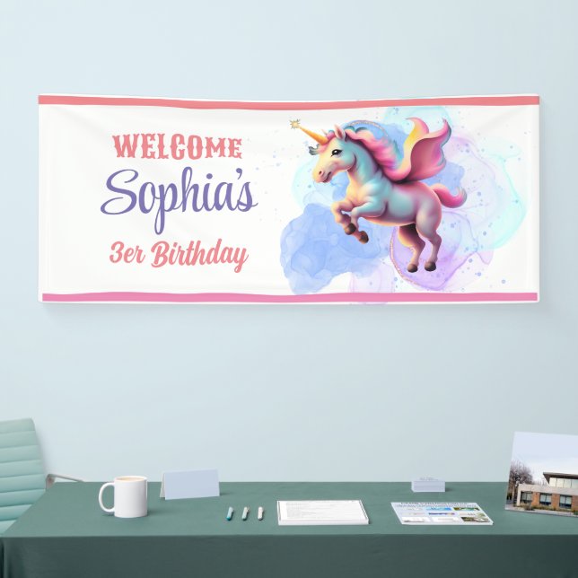 Personalised Unicorn Magical Welcome Party Banner (Tradeshow)