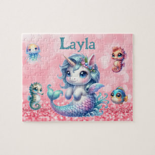 Personalised Unicorn Mermaid Child Name Puzzle 