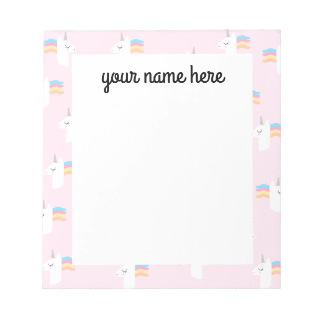 Personalised Unicorn Notepad (Front)