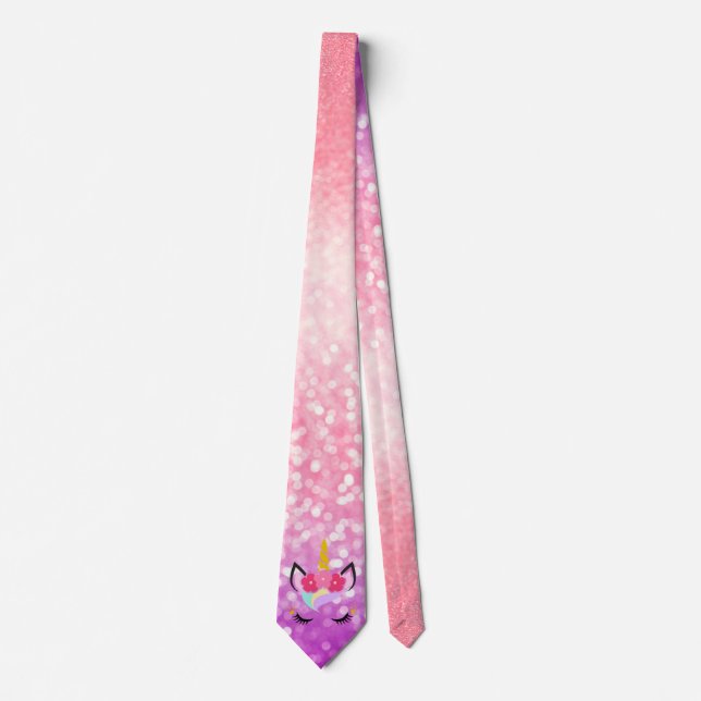 Personalised Unicorn Ombre Fade Mens Dress Tie (Front)