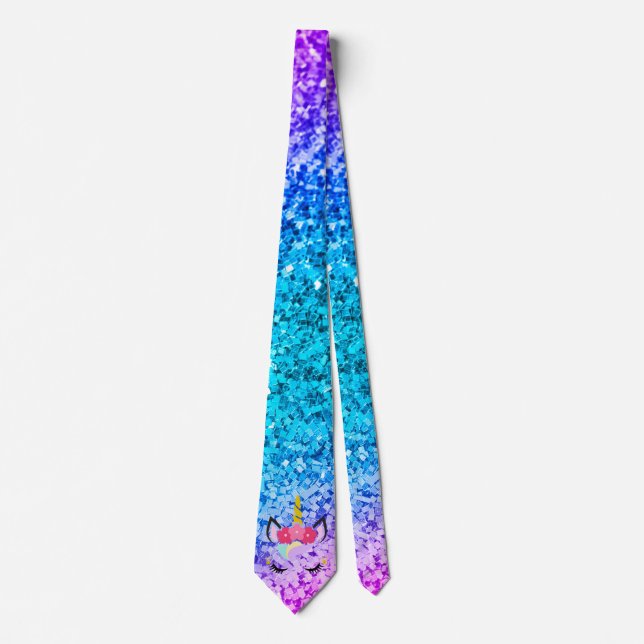 Personalised Unicorn Ombre Fade Mens Dress Tie (Front)