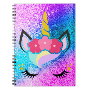 Personalised Unicorn Ombre Glitter Note Book