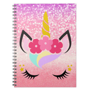 Personalised Unicorn Ombre Glitter Note Book