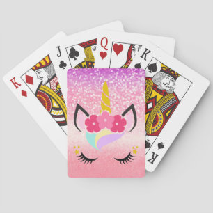 Personalised Unicorn Ombre Glitter Playing Cards