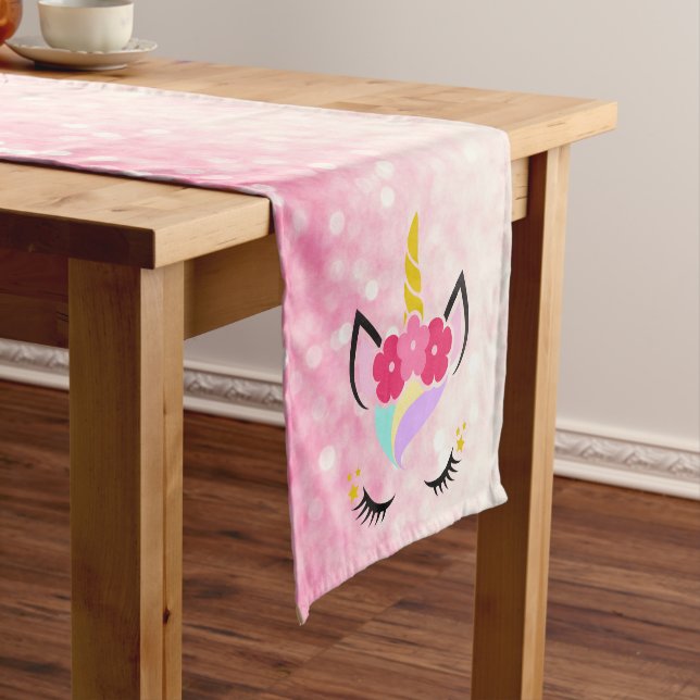 Personalised Unicorn Ombre Glitter Table Runner (In Situ)