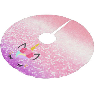 Personalised Unicorn Ombre Glitter Tree Skirt