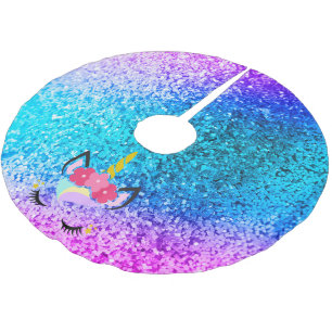 Personalised Unicorn Ombre Glitter Tree Skirt