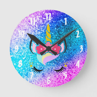 Personalised Unicorn Ombre Glitter Wall Clock