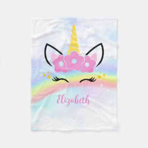 Personalised Unicorn Rainbow Baby Girl Gift Baby Fleece Blanket