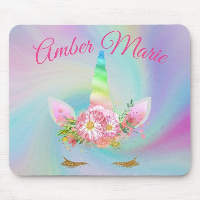 Personalised Unicorn Rainbow Floating Mouse Pad (Front)