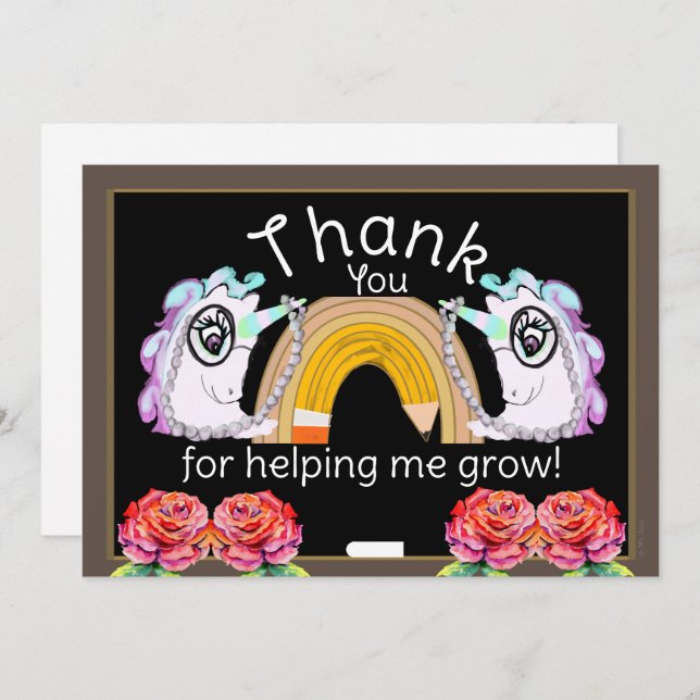 Personalised Unicorn Rainbow Teacher Thank You (Front/Back)