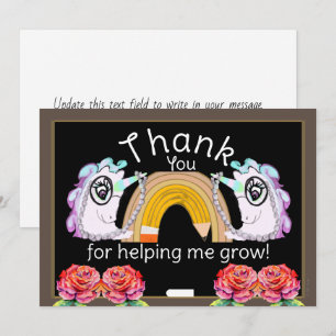 Personalised Unicorn Rainbow Teacher Thank You Card