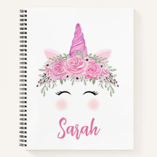 Personalised Unicorn Sketchbook With Pink Name Notebook
