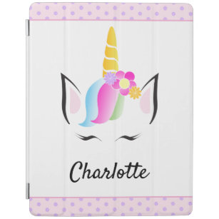  Personalised Unicorn Tablet Cover with Flower Cro