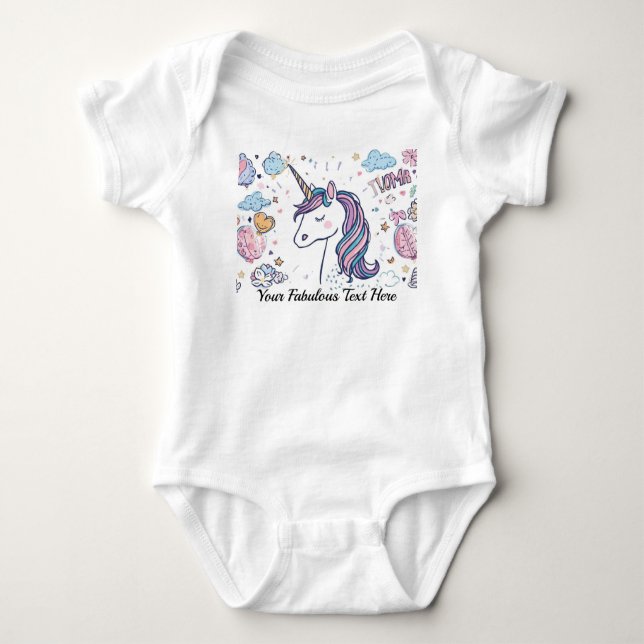 Personalised Unicorn Teddy Bear for Kids  Lovers Baby Bodysuit (Front)