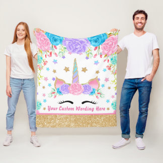 Personalised Unicorn Watercolor Fleece Blanket