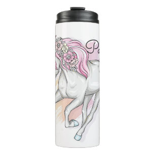 Personalised Unicorn with Flowers Thermal Tumbler