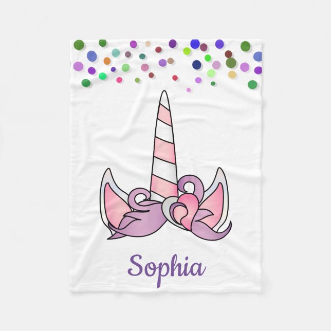 Personalised Unicorn with Pony Fleece Blanket (Front)