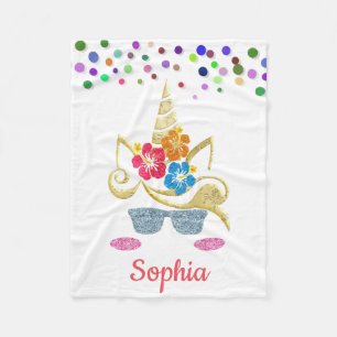Personalised Unicorn with Pony Fleece Blanket