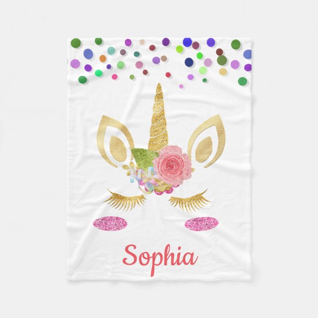 Personalised Unicorn with Pony Fleece Blanket (Front)