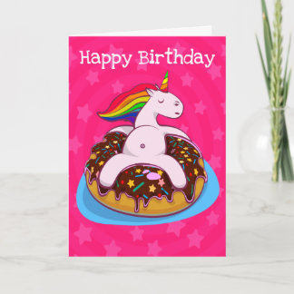 Personalised Unicorns And Doughnuts Birthday Card