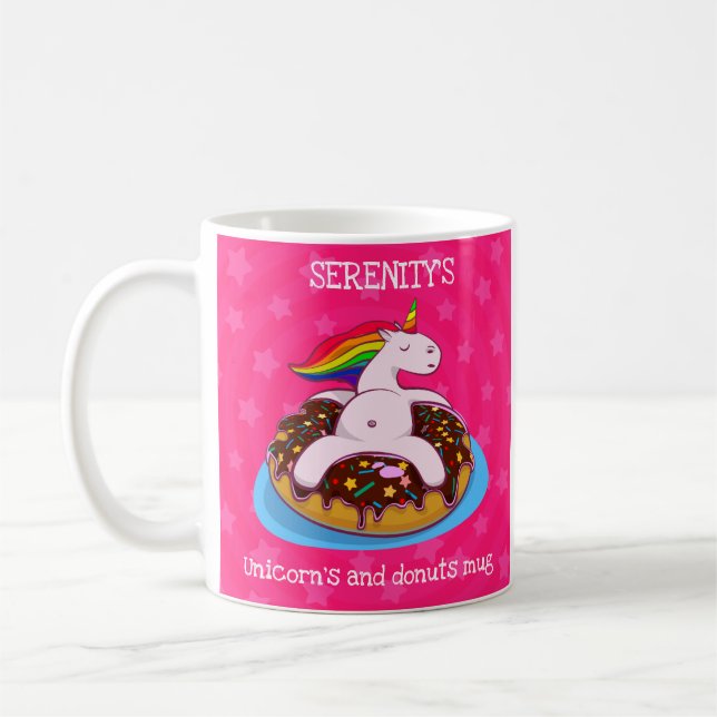 Personalised Unicorn's and Doughnuts Mug (Left)