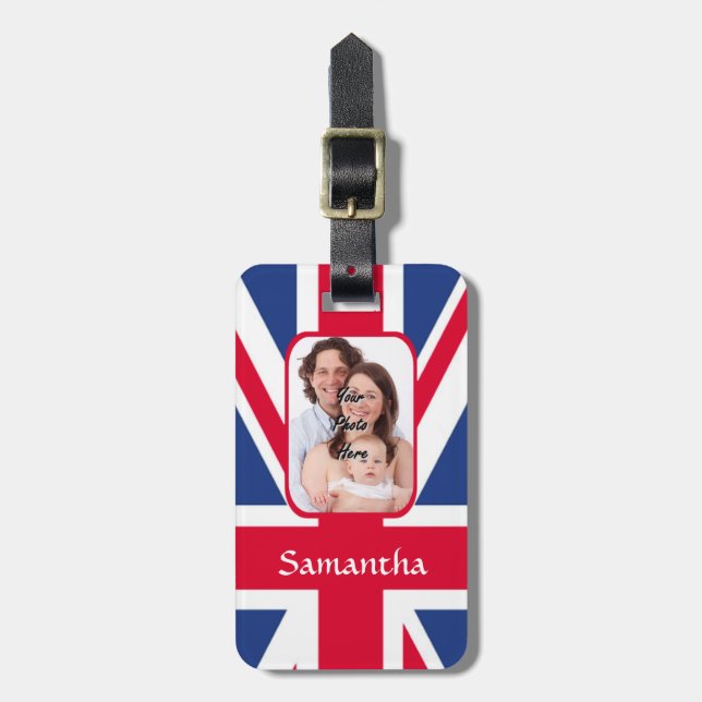 Personalised union jack luggage tag (Front Vertical)