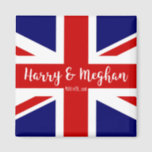 Personalised Union Jack | Royal Wedding Magnet<br><div class="desc">NewParkLane - Royal Wedding Magnet to commemorate the Royal Wedding, with the British Flag - the UnionJack - and ' Harry & Meghan' in elegant script typography. The perfect souvenir of this historic event! Also easy to customise in Zazzle with your own text for a personalised design. All text styles,...</div>