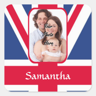 Personalised union jack square sticker