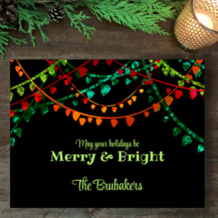 Personalised Unique Colourful Christmas Lights  Holiday Postcard