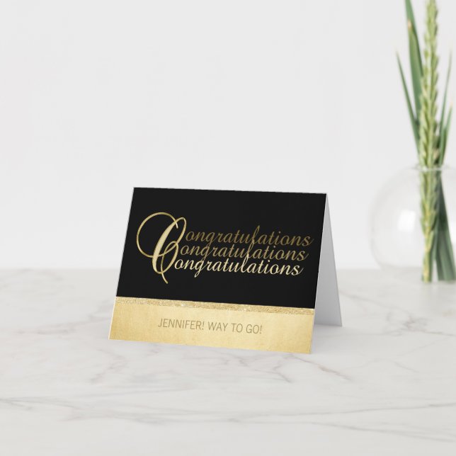 Personalised Unique CONGRATULATIONS Black Gold Card (Front)