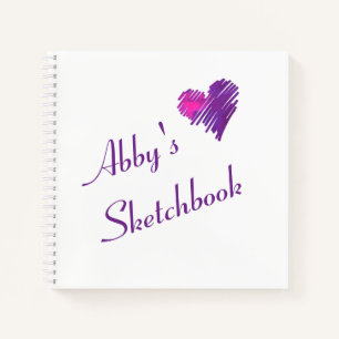 Personalised Unique Cute Heart Doodle Sketchbook Notebook