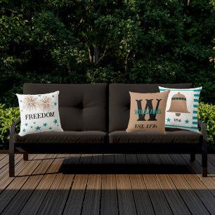 Personalised Unique Family Copper & Turquoise Cushion
