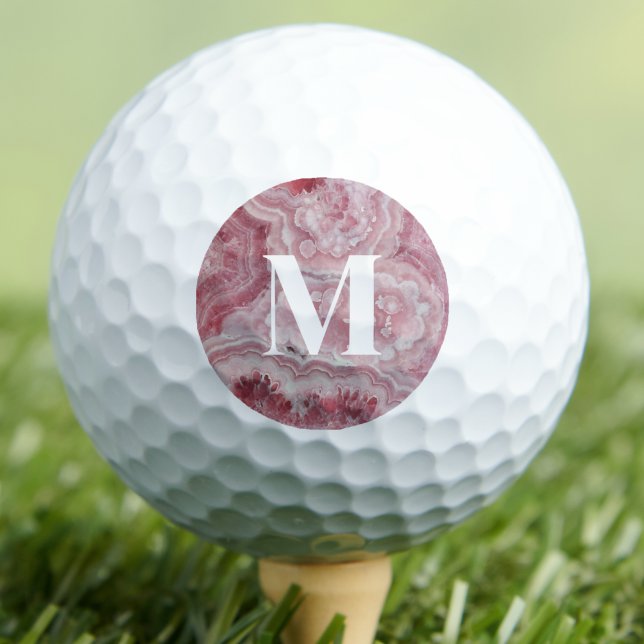 Personalised Unique Pink Monogram Golf Balls (Personalized Stylish Pink Initial Monogram Golf Balls)
