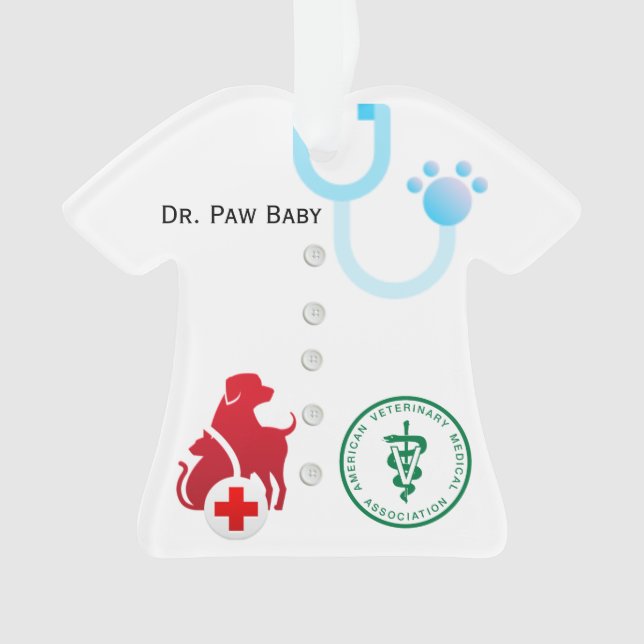 Personalised Unisex Lab Coat Veterinarian Tree Ornament (Front)