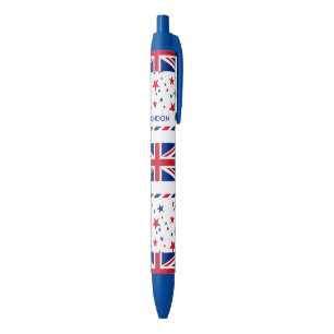 Personalised United Kingdom flag Blue Ink Pen