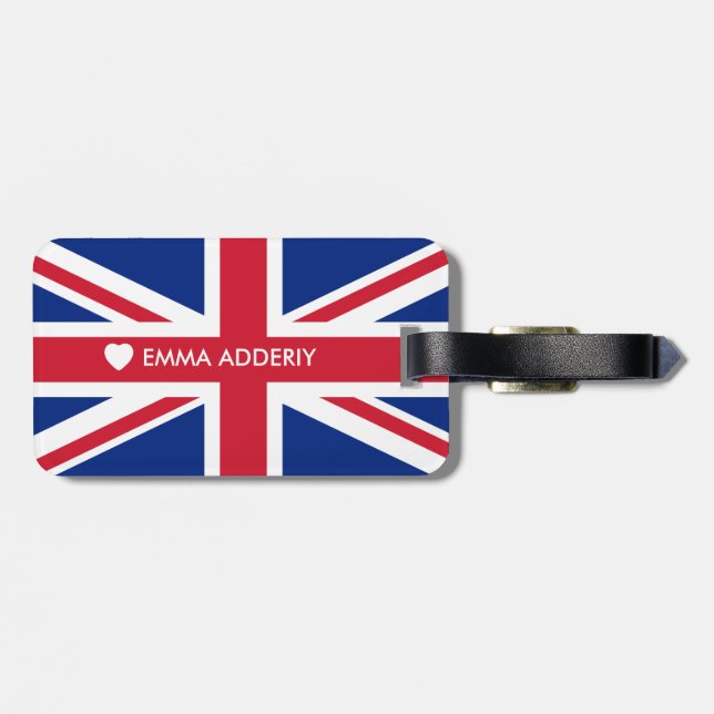 Personalised United Kingdom flag Luggage Tag (Back Horizontal)