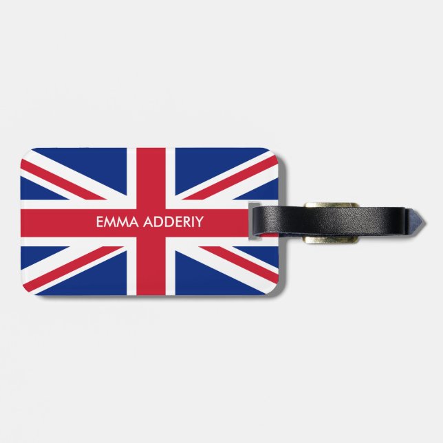 Personalised United Kingdom flag Luggage Tag (Back Horizontal)