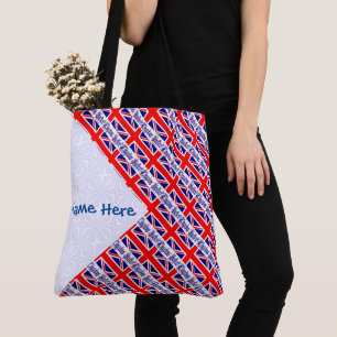 Personalised United Kingdom Flag Tiled Shoulder Tote Bag