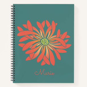 Personalised Untamed Coral Flower Notebook